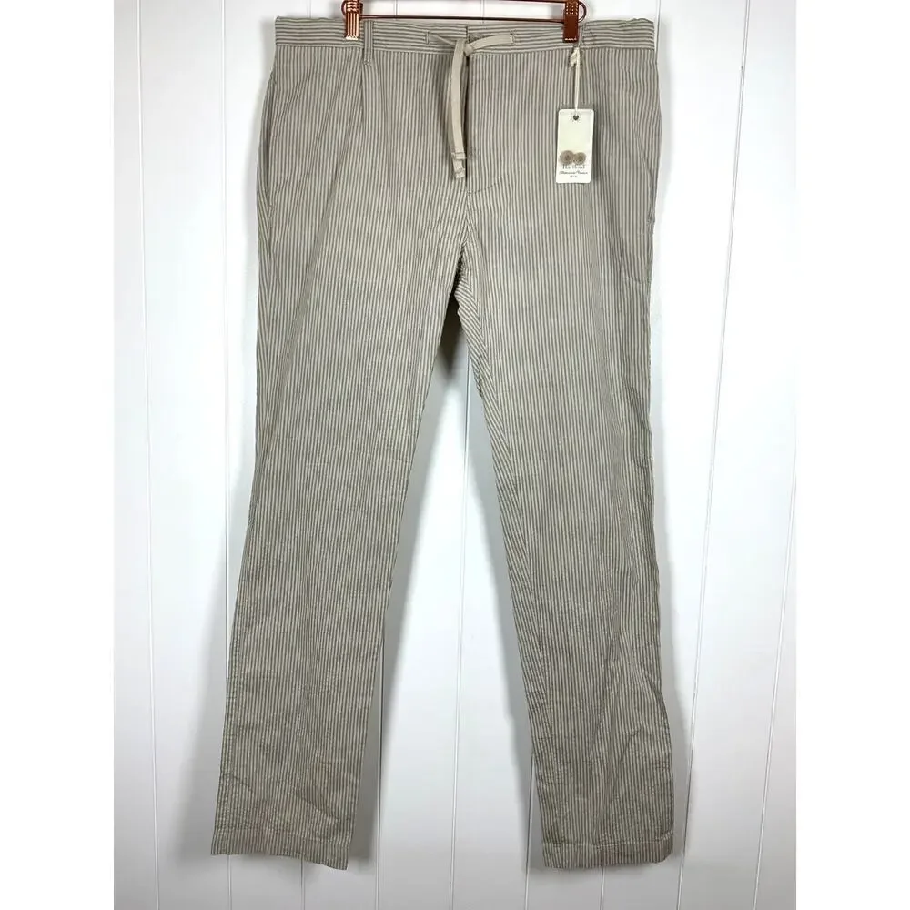Hartford Men's Tanker Woven Tan/Taupe 100% Cotton Seersucker‎ Pants Size 52/XL